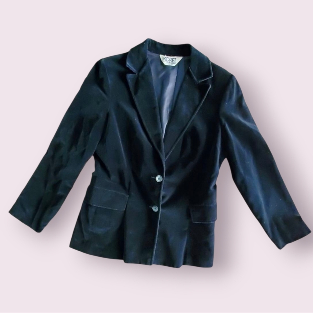 Vintage black velvet Blazer jacket Medium
